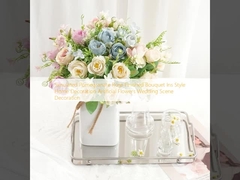 Simulatie granaatappelroos Afgerond boeket In stijl Huisdecoratie Kunstbloemen Bruiloftscène decoratie