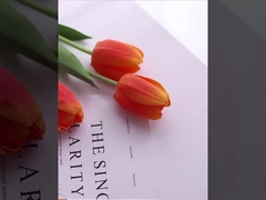Simulatie van een boeket met vochtinbrengende touch, top bloemen van tulpen, decor van de taart in de woonkamer.