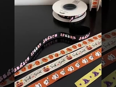 Halloween 1.6cm Gedrukt lint Bloem Boeket Riem Festival DIY Ribbon Bloem Verpakkingsmateriaal