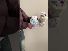 Dopamine polka dot stof afgewerkt boeket zeep roos Valentijnsdag cadeau voor beste vrienden en meisje