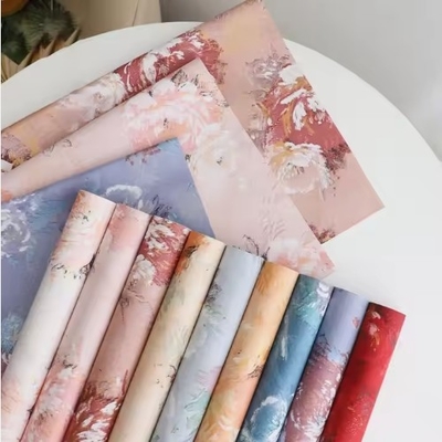 kopen Koreaanse stijl bloemenboeket verpakkingspapier met vintage rozenolie schilderij patroon 58 * 58cm gemengde pulp online manufacture