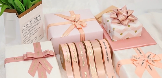 Goede prijs. High Tenacity Gift Wrapping Satin Ribbon met Custom Printed Logo en Rose Gold Foil online