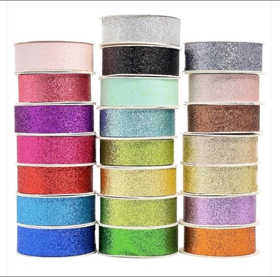 Goede prijs. Kerst Polyester Sparkle Green Glitter Ribbon voor cadeauverpakking met aangepaste kleur online
