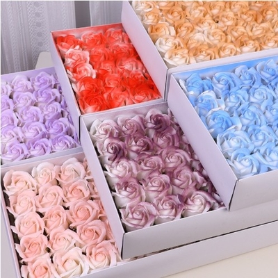 Goede prijs. Spray kleur Gradient Roos Vermorzeld IJs Blauw Pruim Jam Roos Zeep Bloem Boeket Hoofd Groothandel Drie-laagse Water Splash Valentijnsdag Geschenk online