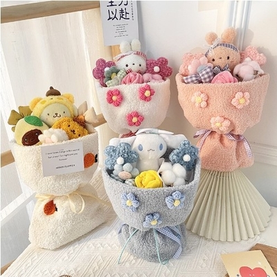 kopen 30x48cm Wolle Uitstekende Cartoon Kuromi Plush Pop Bouquet Kleine Geur Stijl Qixi Onderwijzersdag Kleine Pop Geschenk Handtas Set online manufacture