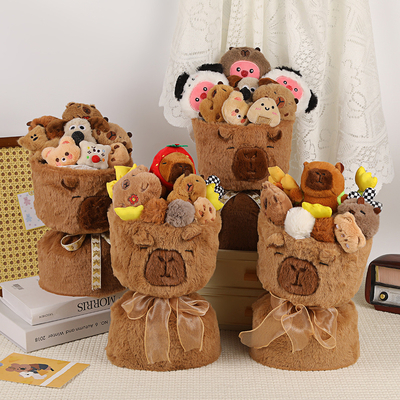 Goede prijs. Capybara pop boeket geluk feestdag cadeau pluis schattig verjaardag speelgoed knuffel emmer decoratie arrangement online