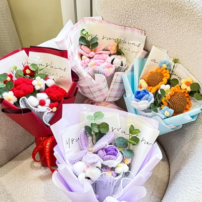 Goede prijs. 520 Moedersdag Boeket Wolle Gebreide Handgemaakte Bloemen Voor Afstuderen Seizoen online