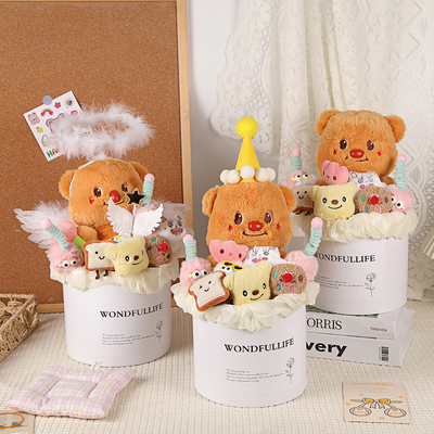 Goede prijs. Geel room hand houden popje boeket afstuderen beer potte vakantie cadeau vriendin verjaardag Chinese Valentijnsdag hand houden bloemen cadeau online