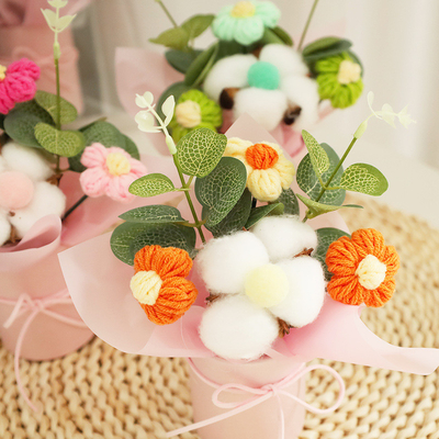 kopen Handgemaakte katoenen mini puff bloemen boeket perfect voor de dag van de leraar verjaardagen afstuderen cadeautjes in verschillende kleuren online vervaardiging