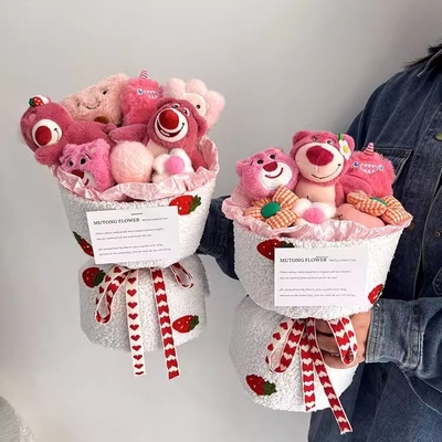 kopen Cartoon aardbeienbeer pop bloemenboeketten aardbeienbeer bloemenboeketten voor vriendin als pop bloemenboeketten op Qixi Festival Valentijnsdag voor afstuderen bekentenissen online manufacture