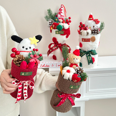 kopen Kerst Cartoon Plush Pop Bouquet Afgerond Product Kerstmis Geschenk Verjaardagscadeau voor vriendin online manufacture