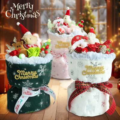 kopen Plush pop kerstboeket gedroogde bloemen en meerdere kleuren voor de speciale dag van vriendin online manufacture