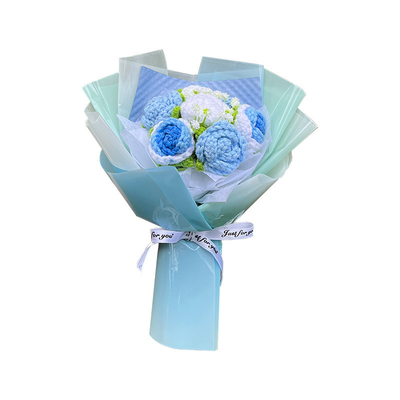 Goede prijs. Creatieve zonnebloem en roos Wolle bloemen Handgebreide Afgeronde product Gebreide bloemen boeket Valentijnsdag cadeau Kunstbloemen online