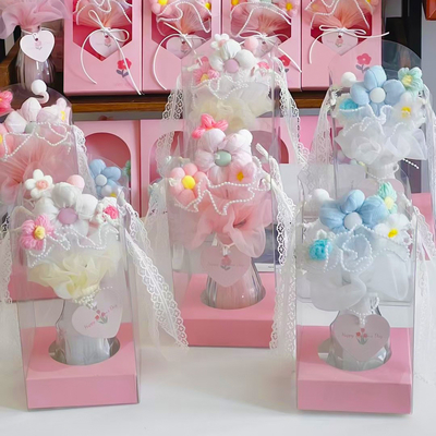 Goede prijs. Handgebreide bloemen Perfecte Moedersdag cadeau voor mama Stof Kunstbloem Boeket Knuffel Emmer Decor Souvenir online