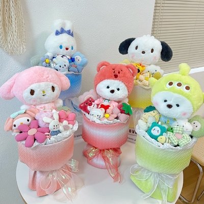 Goede prijs. Chinese Valentijnsdag handgemaakte pop Bouquet Big-Eared Dog Design Perfect cadeau voor verjaardag of souvenir Meerdere kleuren online
