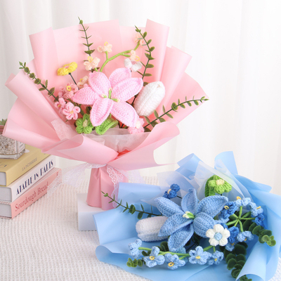 Goede prijs. Grensoverschrijdend cadeau voor Moedersdag verjaardag gebreide roos boeket wol gebreide zonnebloem simulatie bloem lelie online