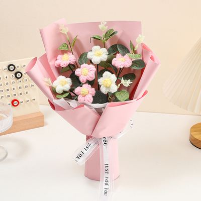 Goede prijs. Handgemaakte garensbloemenboeket haakjes gebreide bloemencadeau nepbloemen handgemaakte boeket met meerdere kleuren online