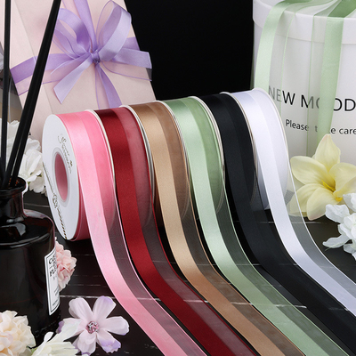 Goede prijs. 2.5cm Half Satin Half Garne Verpakking Ribbon Bloem Bundel Verjaardagstaart Ribbon Handgemaakt Vlinder Knot Ribbon online