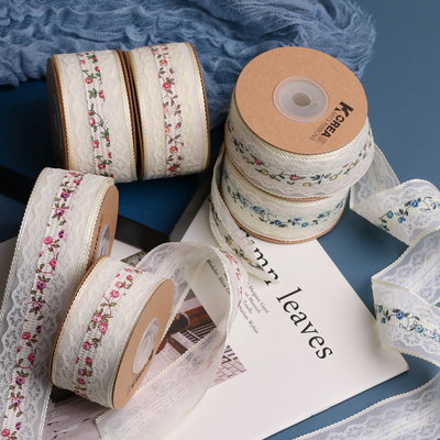 kopen Koreaanse versie tandrand chiffon + hol kant bloemen lint DIY boog handgemaakte haar accessoire bloem Winkel bloemen verpakking online manufacture