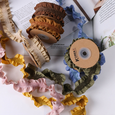 kopen Dubbelzijdig gerimpeld schimmelrand pluis elastisch lint DIY boog haar accessoires cadeau bloemen verpakking thuis textiel kleding online manufacture