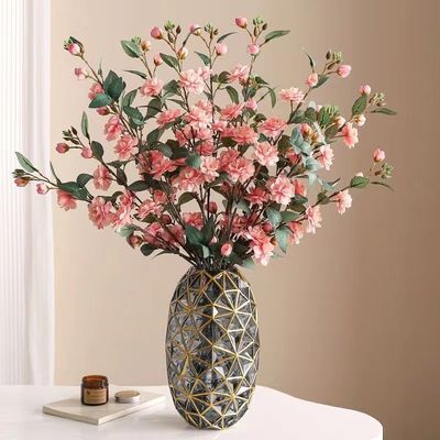 kopen kunstbloemen, meerkopige bloemen van camellias, lange takken, kunstbloemen, huisversiering online vervaardiging
