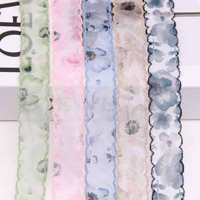 Goede prijs. Fabrikantsplaats 2,5-5 cm dubbel oor kant chiffon gedrukt lint Chinese stijl haar accessoires hoofdstukken DIY zijde lint online