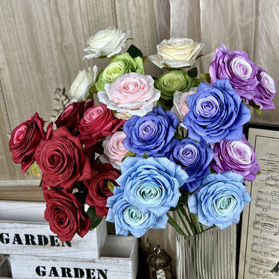 kopen Drie duizend gelaagde imitatie rozen echte en nep bloemenboeketten voor bruiloften, high-end kunstzijde bloemen decoraties, woonkamer decoraties online vervaardiging