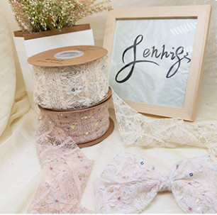 Goede prijs. Koreaanse stijl high-end visman kant lint 7cm haar accessoire met high-end gevoel doe-het-zelf lint half afgewerkte vlinder bind een lint online