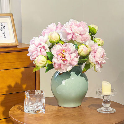 Goede prijs. High-end pioen en pioen kunstbloemen, Chinese stijl woonkamer decoratieve bloemen, eettafel bloem arrangement ornamenten, pioen kunstbloemen boeketten online