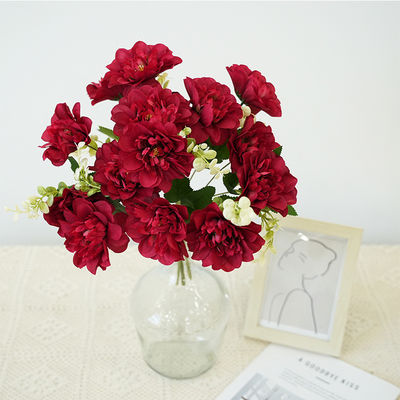 kopen 5 pioen en chrysanthemum kunstzijde bloemen, pioen kunstbloemen, handgemaakte boeketten, bruiloft bloemenarrangementen, tafelversiering bloemen ornamenten online vervaardiging