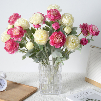 Goede prijs. Simulatieve High-end 3-hoofd Plush Duizend Pose Lotusbloem, Ocean Peony, Simulatieve Bloem, Huisbruiloft Decoratie, High-end Fake Boeket online
