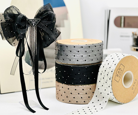 kopen Geschenkverpakking Ribbon Roll 4cm met stippen Flocking en boom rimpels Ideaal voor bloemen verpakking en hoofdstuk accessoires online manufacture
