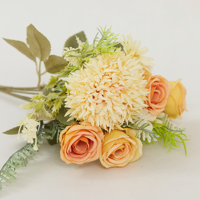 Goede prijs. Simulatie van bloem doornballen roos combinatie bloem hotel decoratie nep bloem kleding bagage decoratie zijde bloem hoofdstuk kunstbloem online