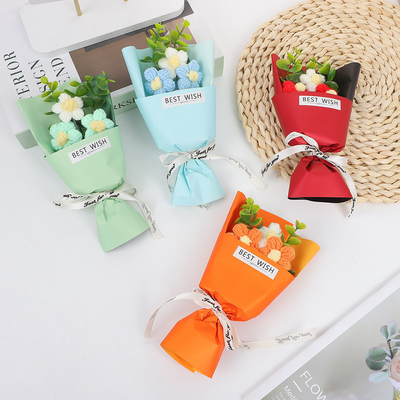 Goede prijs. 520 Valentijnsdag Ins Mini Imitatie Gebreide Wolle Puff Boeket Geschenk Voor Verjaardaggenoot Vriend online