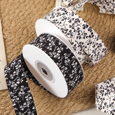 kopen Japanse Stijl Kleine Frisse Dubbelzijdige Bloemenlint met Recht Afgesneden Randen Strik Hoofdband en Verse Bloemen Verpakkingslint online manufacture