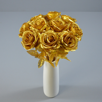 Goede prijs. Zilkbloem Gouden roos Fotografie Requisiten Bruiloftsdecoratie Eéntak Roos Woonkamer Huisdecoratie Bloemen online