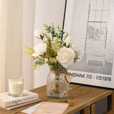 kopen Amazon bron kunstmatige rozenboeketten voor woonkamer en huis decoratie, kunstmatige rozen kunstmatige bloemen online vervaardiging