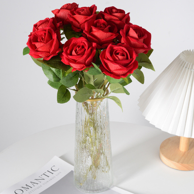 Goede prijs. Simulatie van fluwelen roos, nep bloem, bruiloft huis decoratie, Valentijnsdag, kunstmatige boeket met tastbare gevoel online