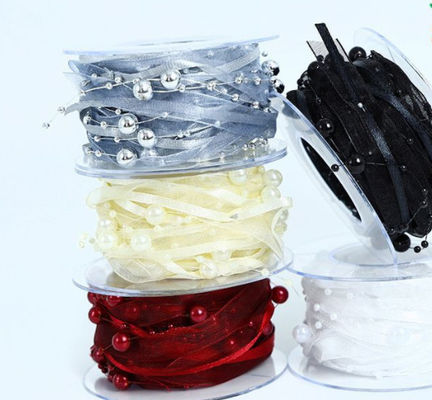 kopen Parel Liefde Garen Parel Ketting Lint Bloem Verpakkingsmateriaal Kralen Haaraccessoires Cadeau DIY Lint 1cm /5m Kleurechtheid online vervaardiging