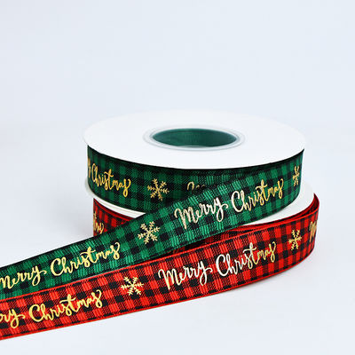 kopen 2.5cm x 25m Kerstmis Hot Stamping Geruite Lint Perfect voor Cadeaudoos Decoratie online vervaardiging