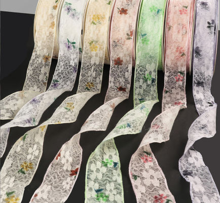 kopen Groene 2,5 cm/10 m lintkant bloemmaterialen voor Qixi Valentijnsdag schoonheid gaasboeket online vervaardiging