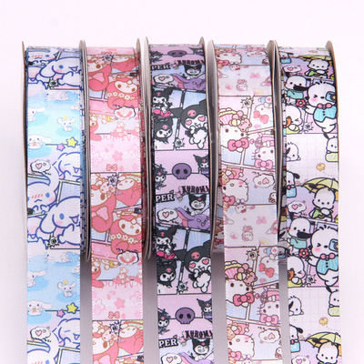 kopen Polyester Sanrio Cartoon Schattig Patroon Lint voor Zelfgemaakte Ambachten Perfect Student Cadeau Doos Verpakking Lint online vervaardiging
