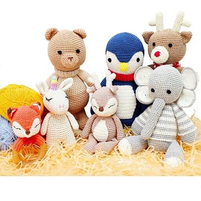 kopen Animal Cute Handmade Crochet gebreide pop Afgesloten katoenen stof Baby Gift Toy met PP katoen vul 31-50cm online vervaardiging