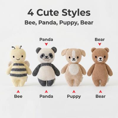 kopen Handgebreide speelgoed voor dieren - 4 leuke stijlen Bee Panda Puppy Bear - schattig zacht haakje pluis voor pasgeboren baby's online vervaardiging