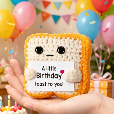 kopen Handgemaakte gehaakte gebreide broodtoast knuffel minipop met positieve aanmoedigingskaart voor verjaardagsfeestje gunst cadeau online vervaardiging