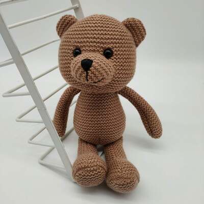 kopen Kawaii Beer Amigurumi Speelgoed Handgemaakt Zachte Hokket Gebreide Pop Baby Slaapgevulde Dier Plush Speelgoed met PP katoenen vulstof online vervaardiging