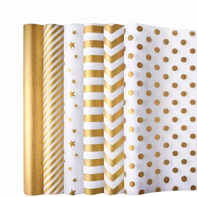 Goede prijs. Goud folie cadeaupapier bulk op maat met logo Recyclebaar geschenkverpakkingsaccessoire online