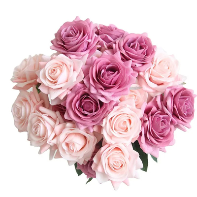 Goede prijs. Kunstmatige rozenbloemen met een enkele stengel Valentijnsdag Bloesem van zijde Bruiloft Rozenboeket online