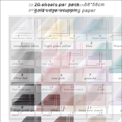 Goede prijs Koreaanse stijl halfdoorzichtig goudgrensrozenverpakkingspapier 58*58cm 20 vellen per verpakking online