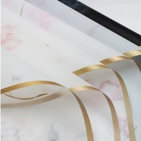 Goede prijs. Verpakkingspapier met gouden rand, marmeren bloemen, plastic op-film, groothandel online